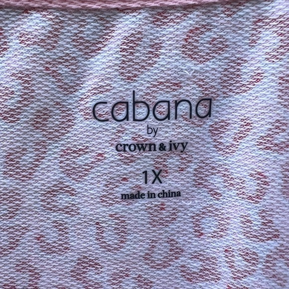 CABANA BY CROWN & IVY Easy Breezy Baby red pink Terry Tee Womens 1X NWT NEW - Picture 7 of 8